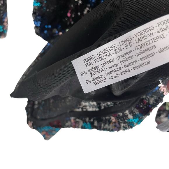 Zara Black Multicolor Sequin Mesh Long Sleeve Mini Dress Womens Size Small - Picture 6 of 7